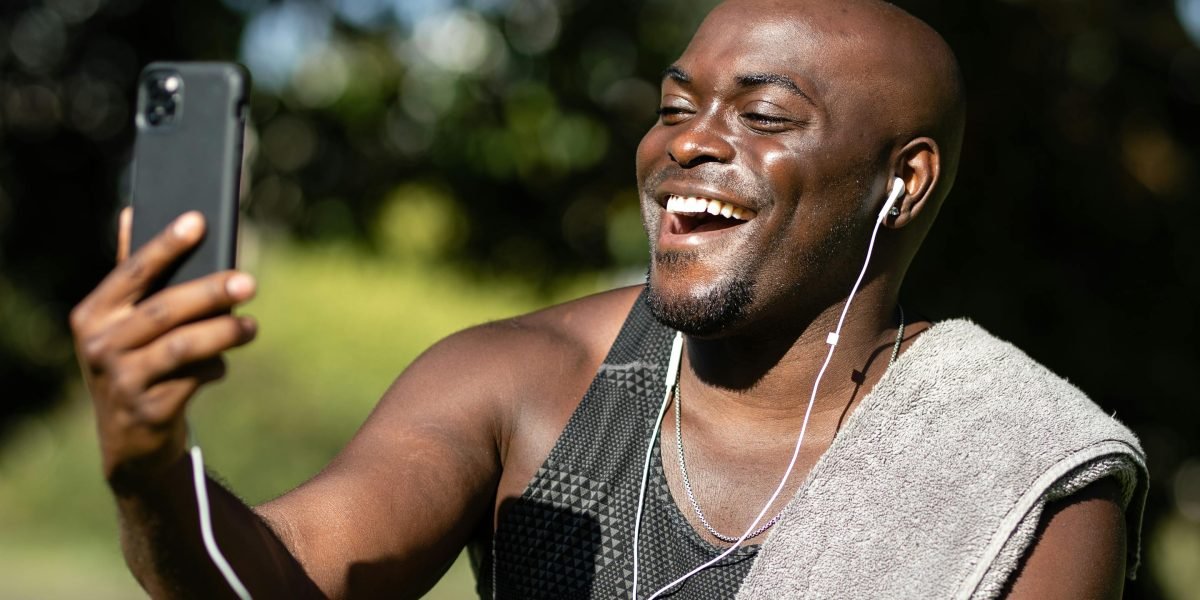 A person in an active or outdoor environment, demonstrating the need for a rugged phone case.