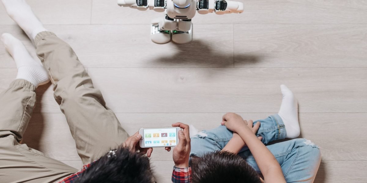A family interacting with smart home controls, emphasizing how widgets facilitate a connected and organized household.