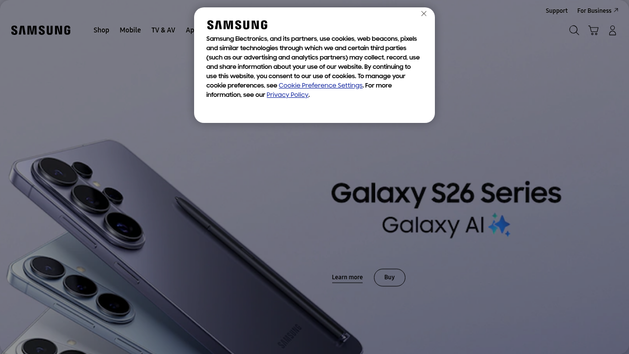 Screenshot of the official Samsung support homepage, a valuable resource for learning about device features like the Secure Folder.