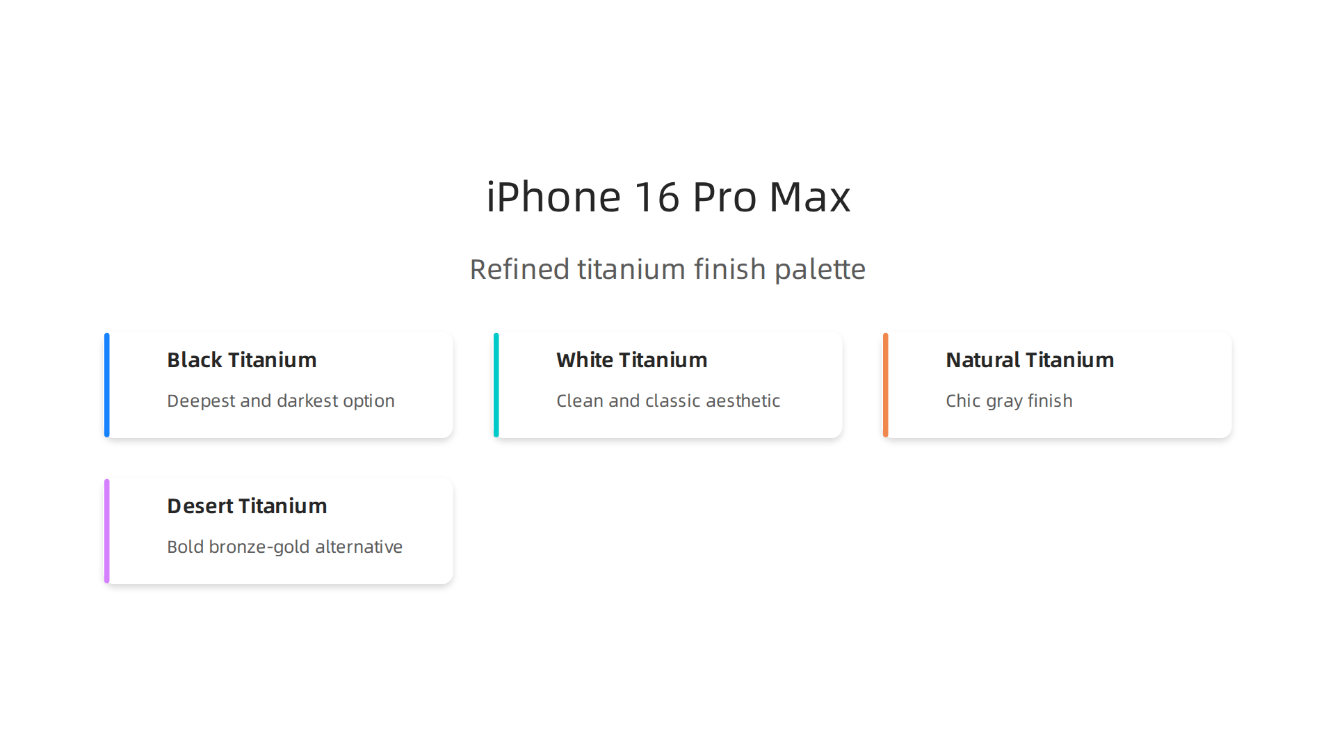 The iPhone 16 Pro Max offers a refined palette of titanium finishes, including the new Desert Titanium.