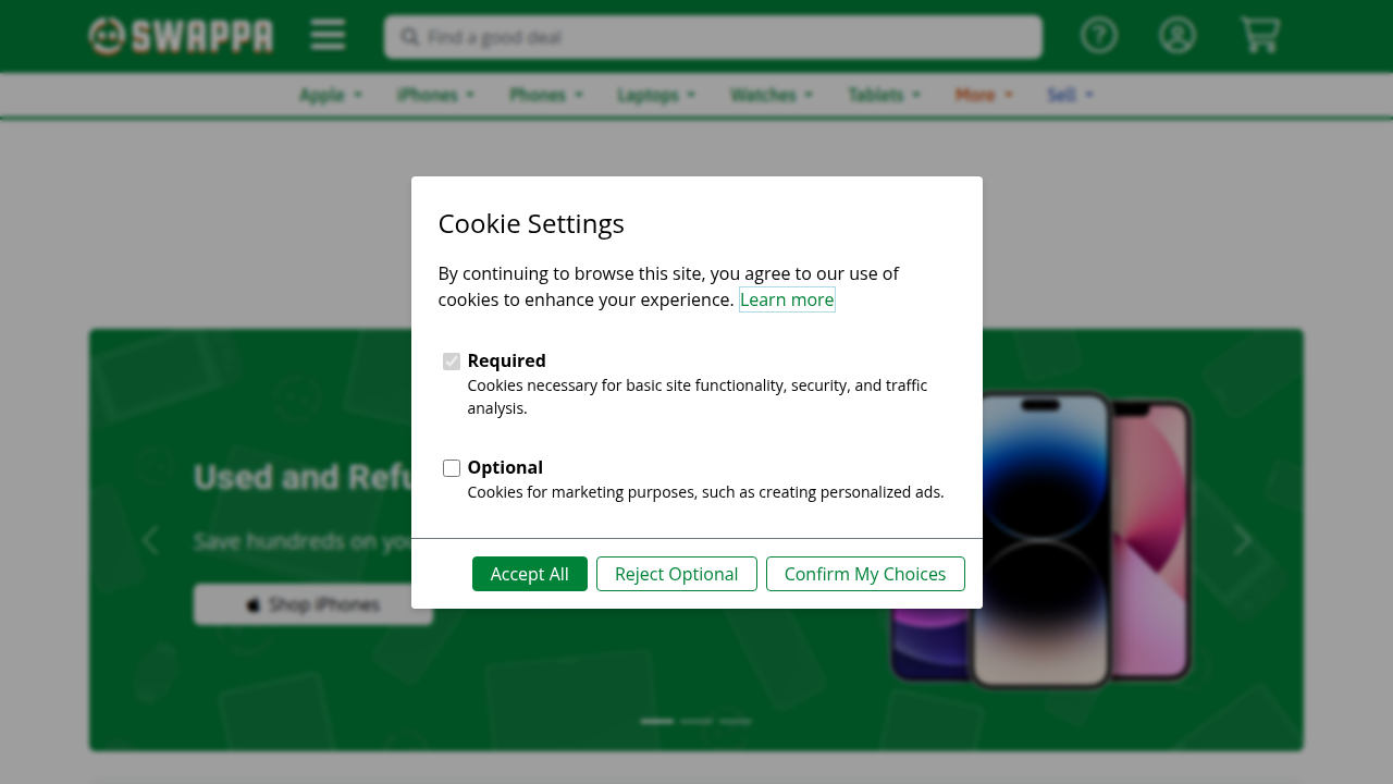 A glimpse into Swappa, a popular marketplace for buying and selling used electronics, including smartphones.
