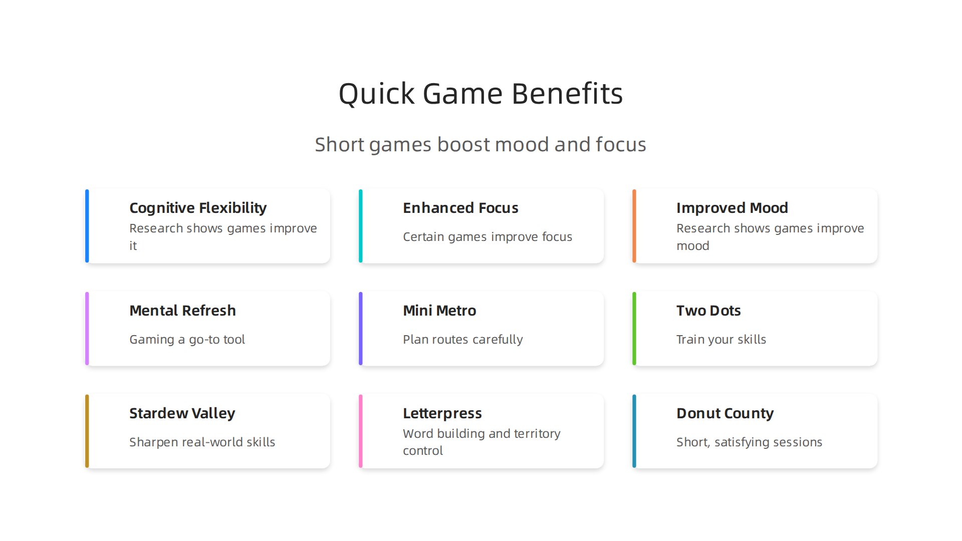 Discover the cognitive and emotional benefits of engaging with short, casual games during breaks.