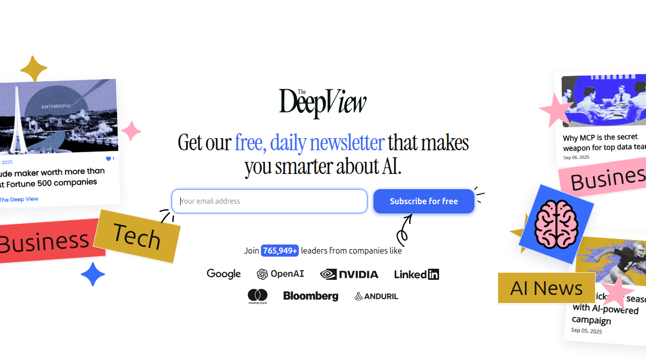 Screenshot of The AI Newsletter Worth Reading's dedicated signup page, offering clear daily updates on AI and tech trends.