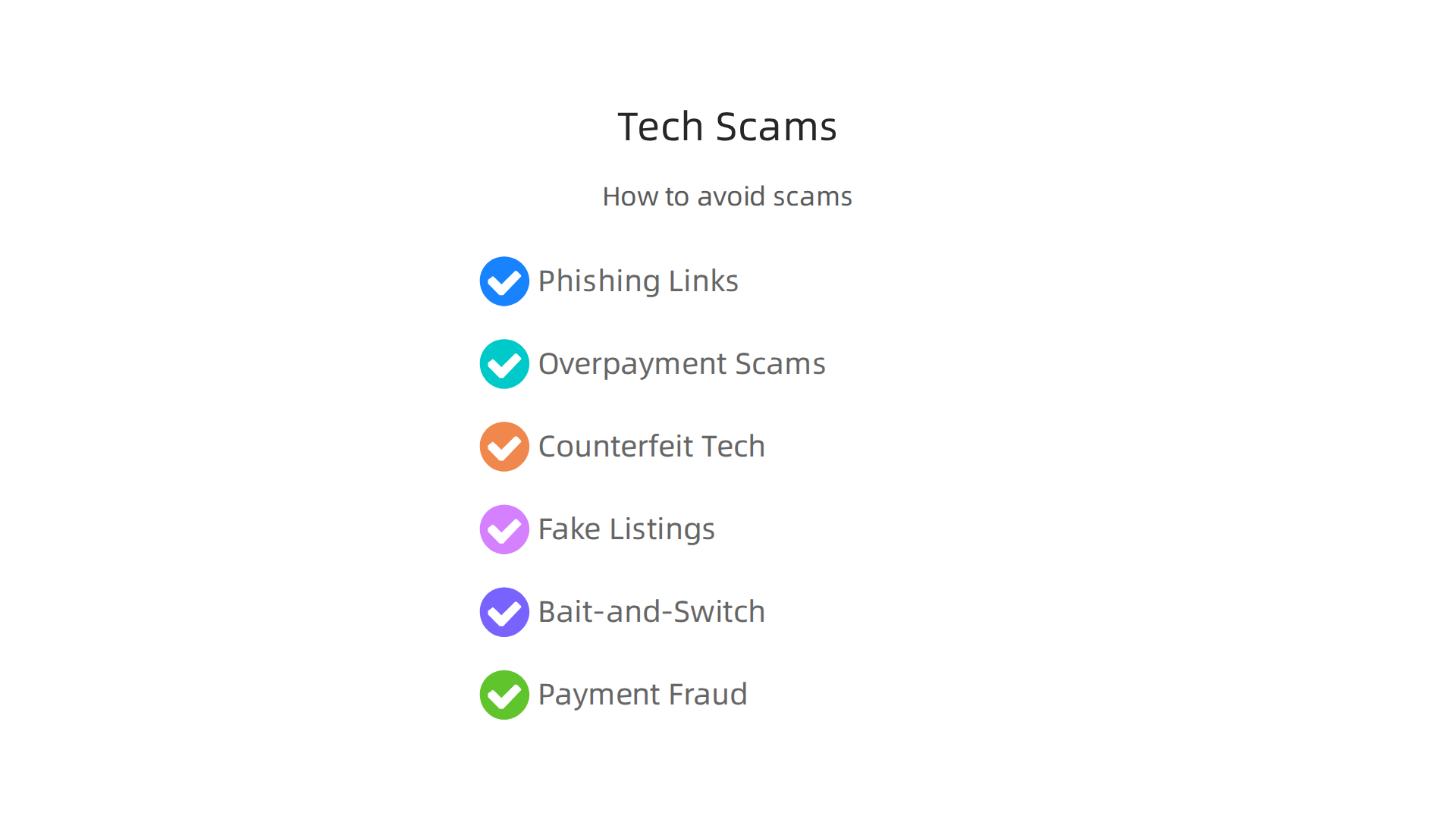 An infographic outlining prevalent online tech scams and providing actionable tips on how to identify and avoid them.
