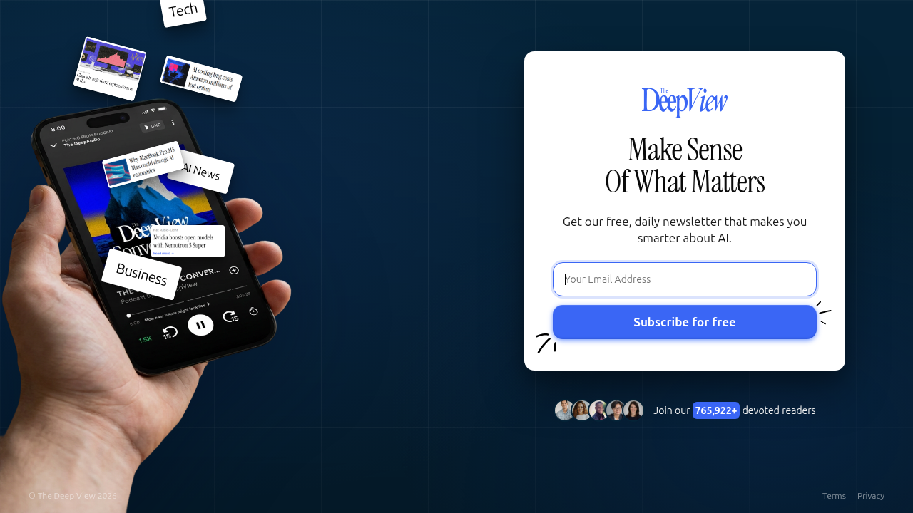 Screenshot of The AI Newsletter Worth Reading subscribe page, offering daily insights on AI and technology trends.