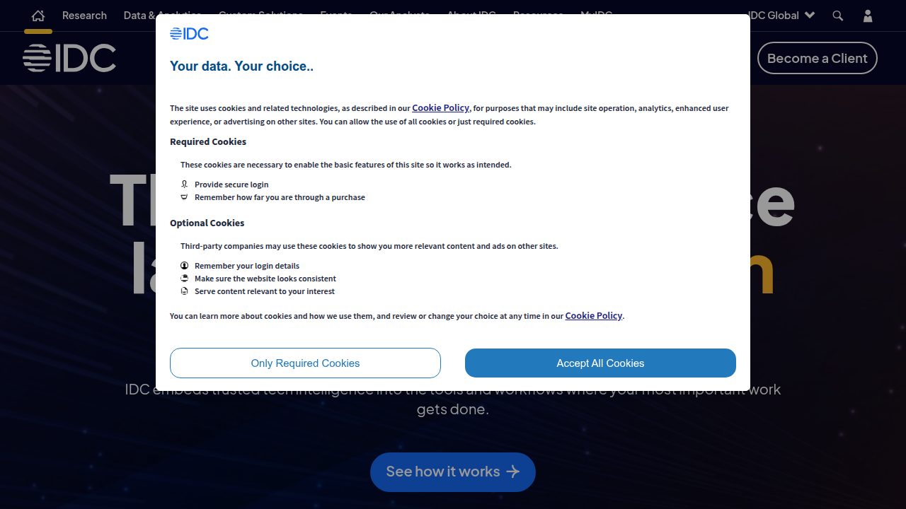 The IDC website provides global market intelligence, including data on smartphone shipments, confirming Samsung's market leadership.