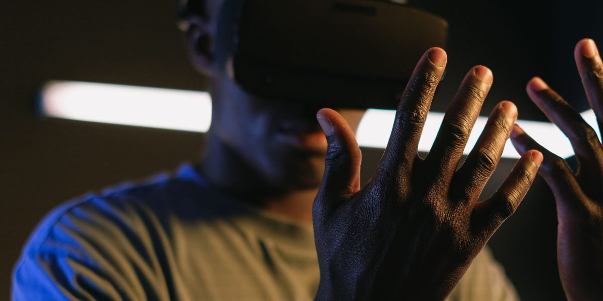 A person interacting with an augmented reality game in a casual setting, showing future gaming experiences.