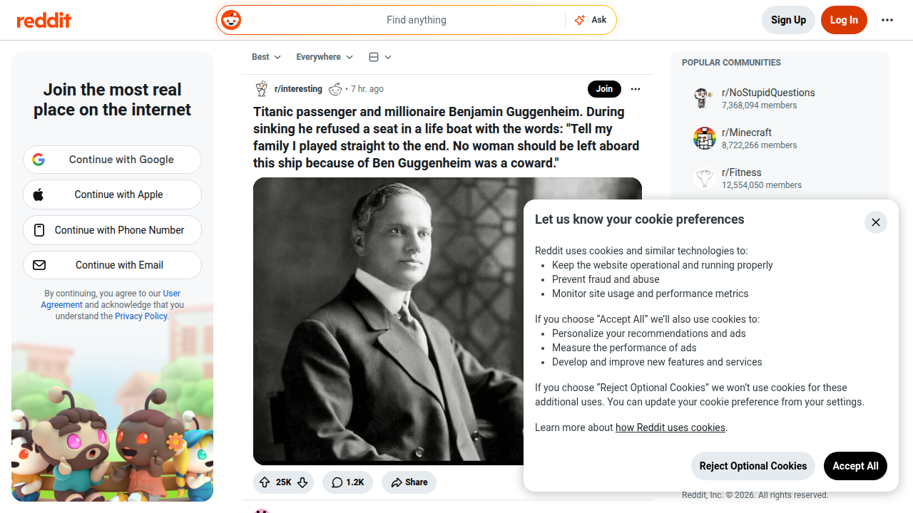 A screenshot of the Reddit homepage, showcasing a popular platform for gaming communities and discussions.