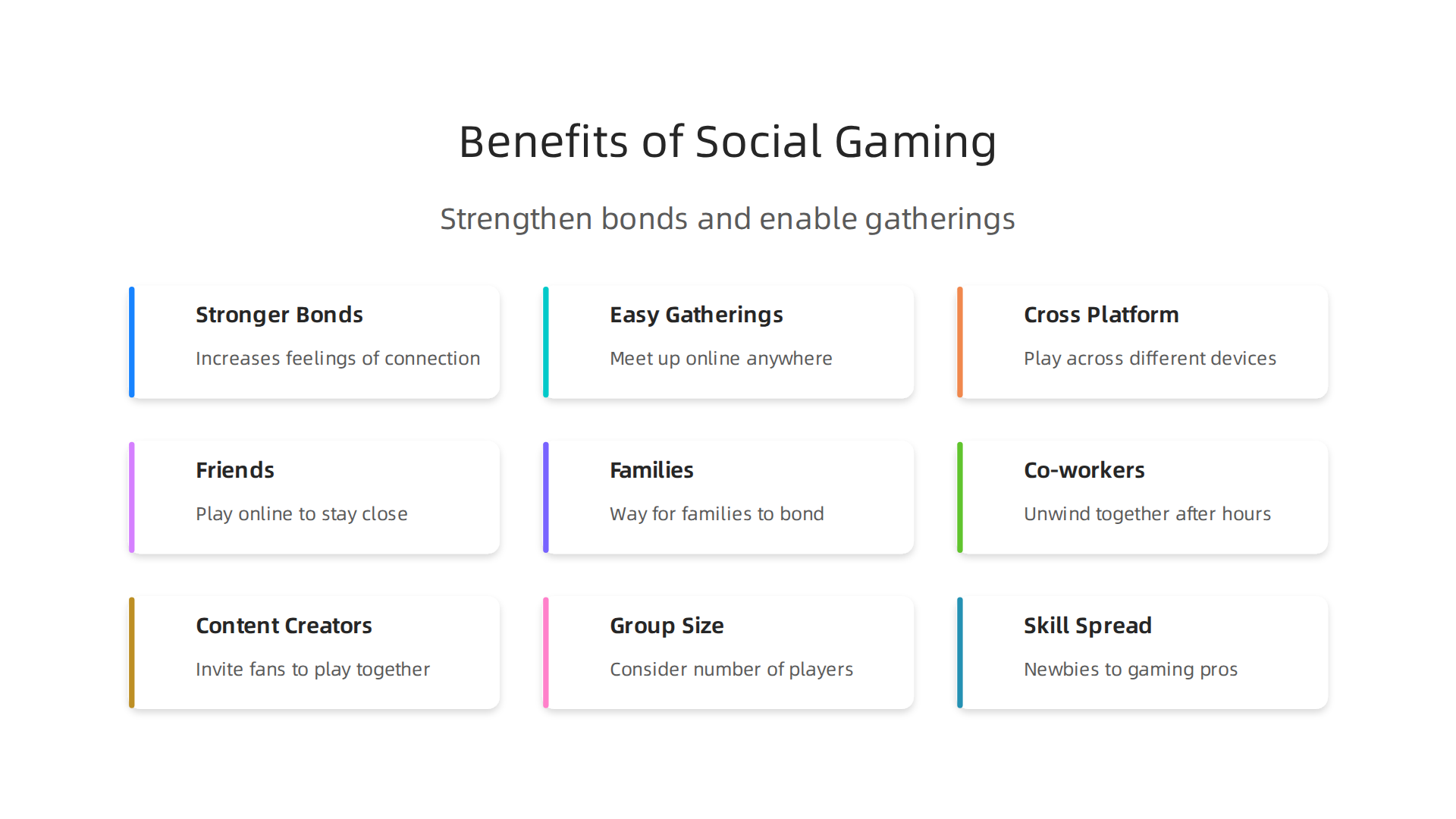 Social gaming offers key benefits, from strengthening bonds to enabling easy gatherings and cross-platform play.
