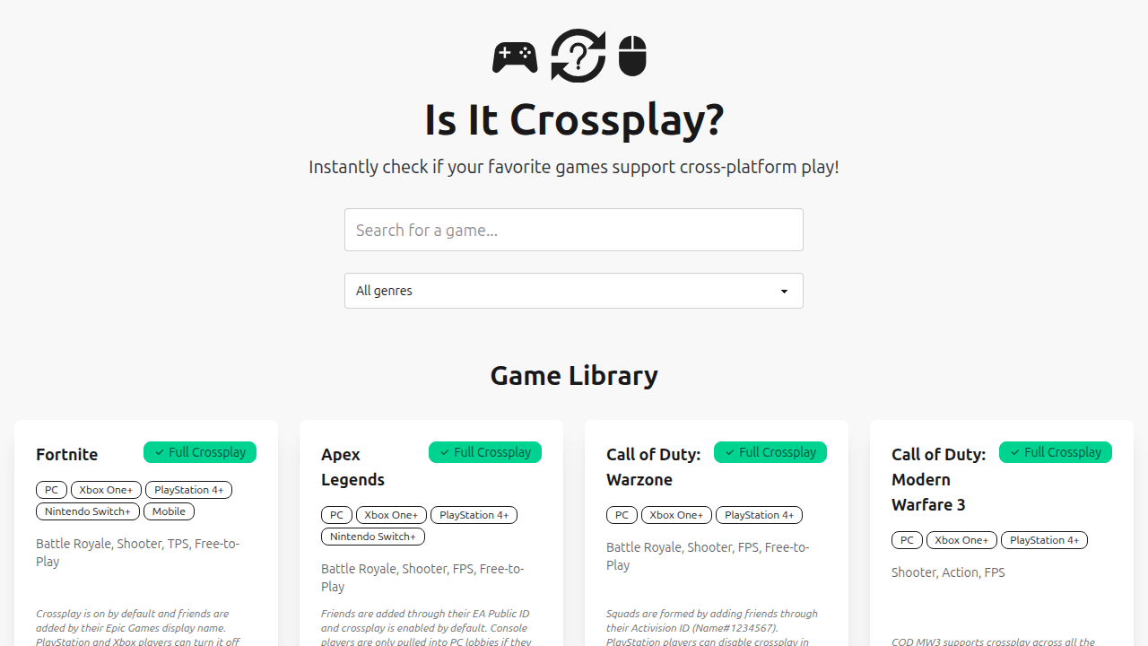 Check IsCrossplay.com for detailed information on cross-platform compatibility for various video games.