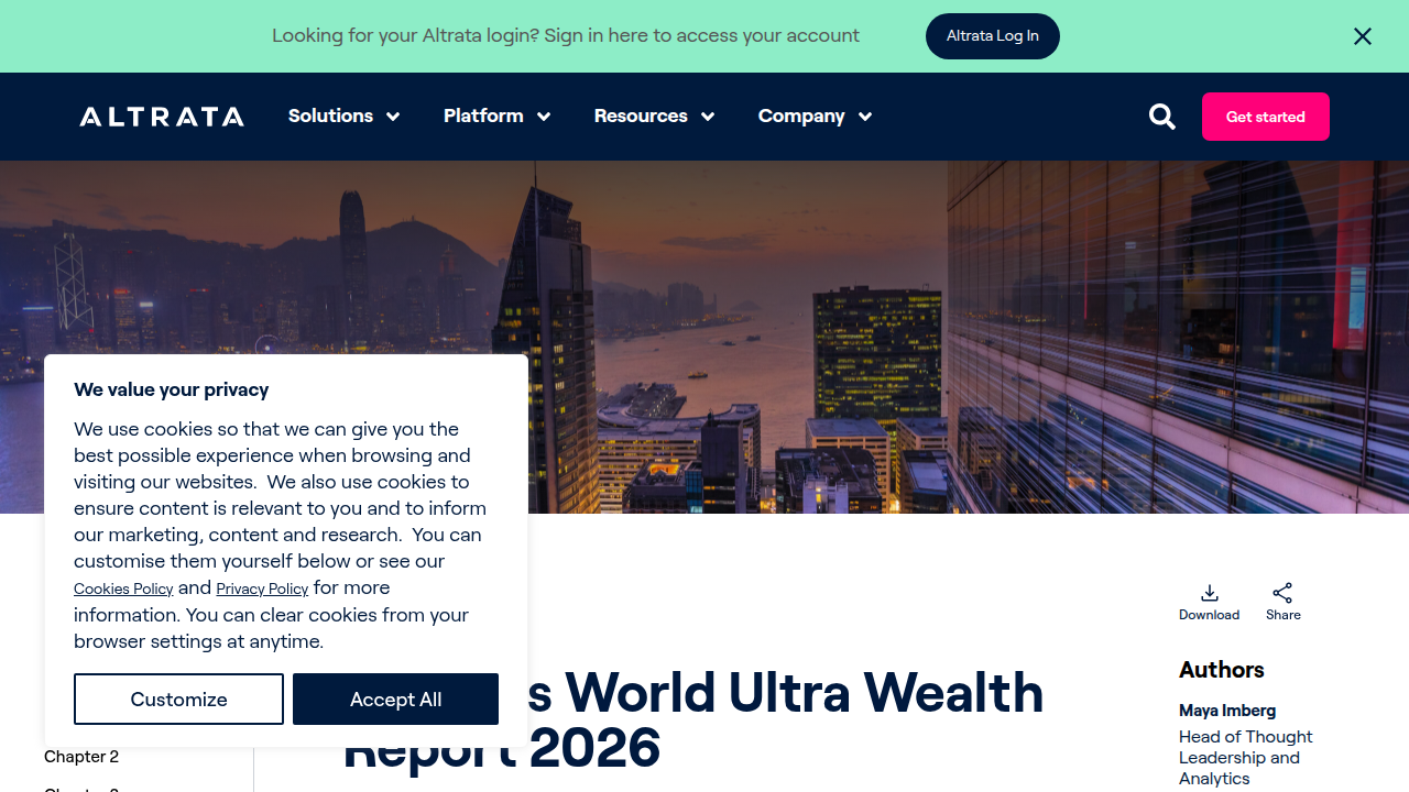 The Altrata World Ultra Wealth Report offers insights into the private wealth estimation models for high-net-worth individuals.