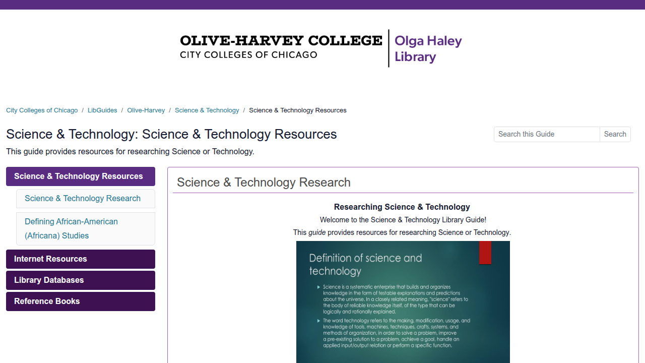 A screenshot of the homepage for Science & Technology Resources, highlighting a reliable source for foundational technology definitions.