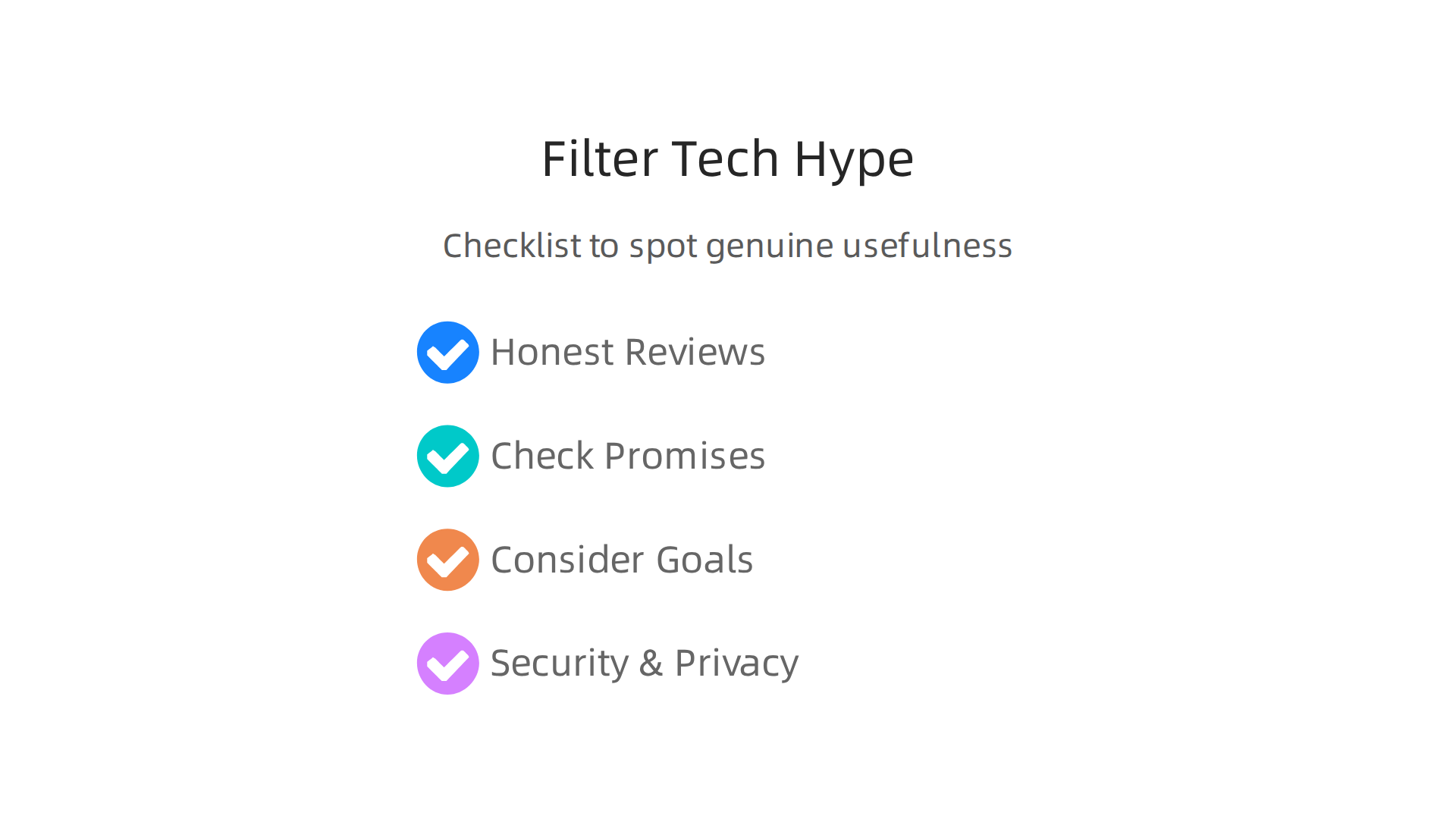 A clear checklist to evaluate new technology, distinguishing genuine usefulness from marketing hype.